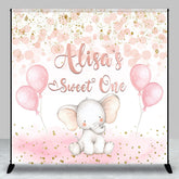 Lofaris Pink Balloons Elephant Sweet One Custom Backdrop